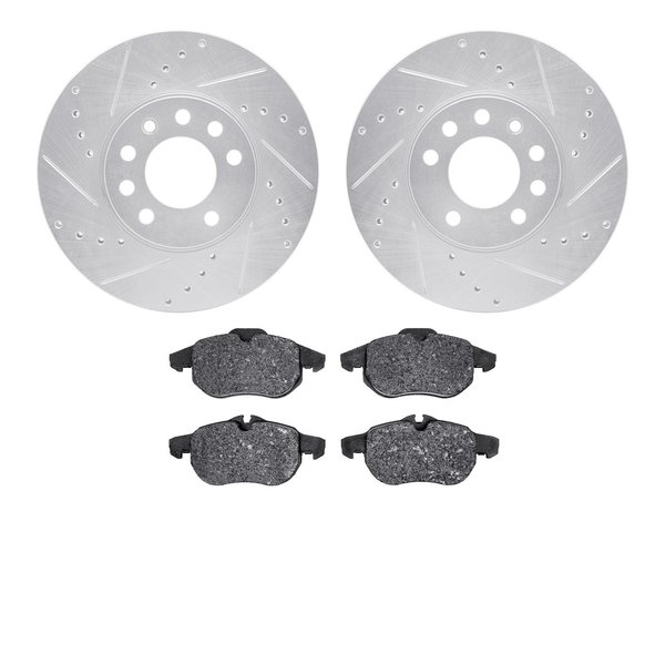 Dynamic Friction Co 7602-65012, Rotors-Drilled and Slotted-Silver with 5000 Euro Ceramic Brake Pads, Zinc Coated 7602-65012